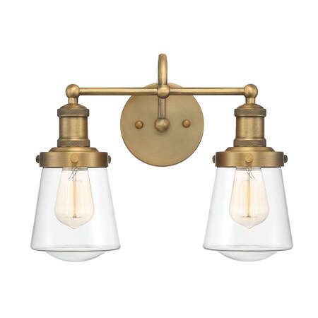 Designers Fountain Taylor 15.25in 2-Light Old Satin Bronze Industrial Indoor Wall Sconce with Clear Glass Shades 69502-OSB